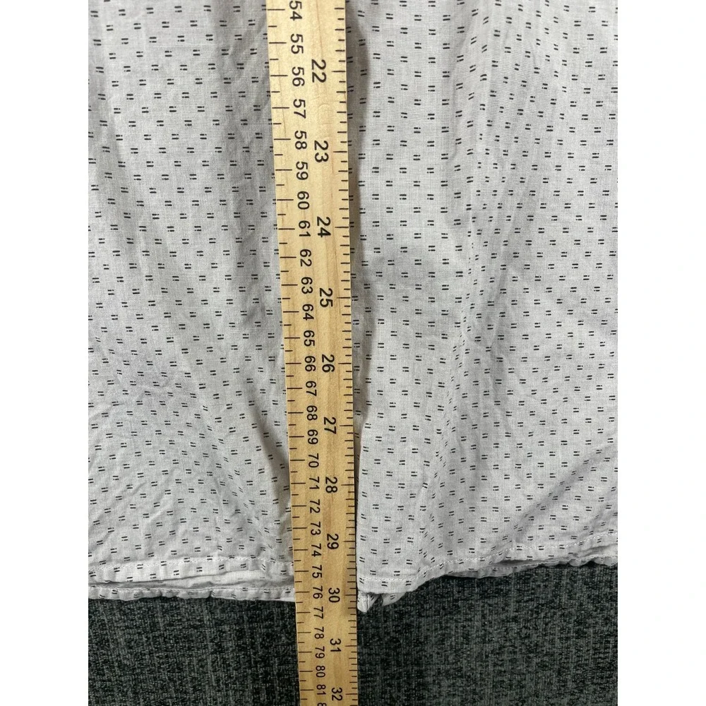 Banana Republic Mens XL Untucked Fit Button Down Shirt White Blue Micro Print LS